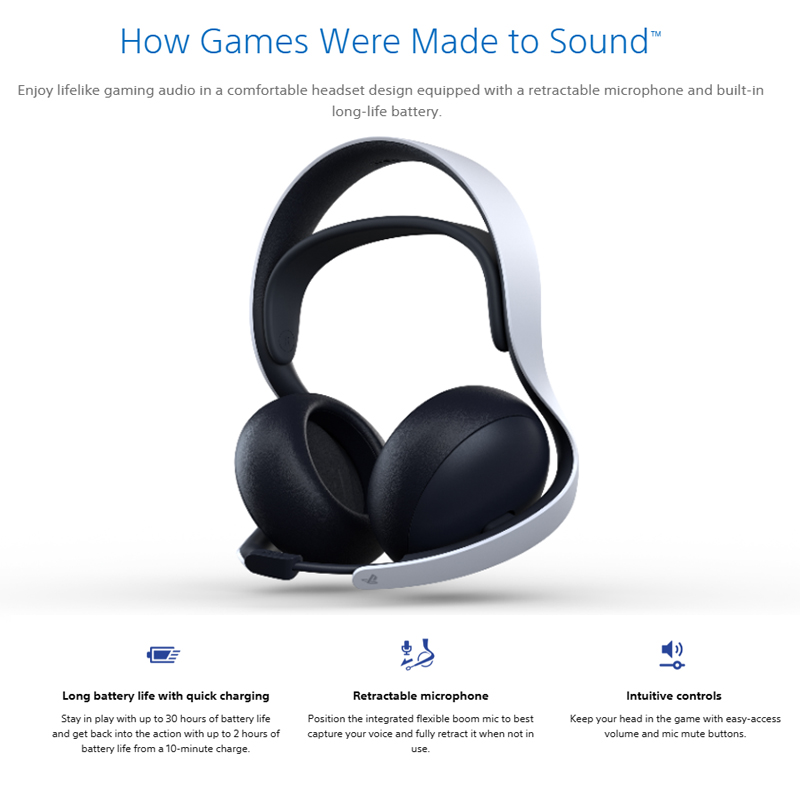 Original So-ny Pulse Wireless Headphone With Dual Noise Cancelling Microphones Play-Station 3D Bluetooth Headset