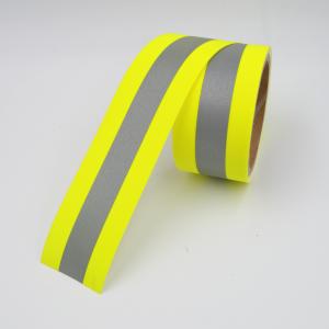 Warning Segmented Reflective Tape Sew On Yellow Silver Flame Retardant