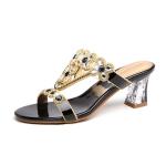 BS138 Rhinestone High-Heeled Slippers Summer New Outdoor Wear Sandals Ladies