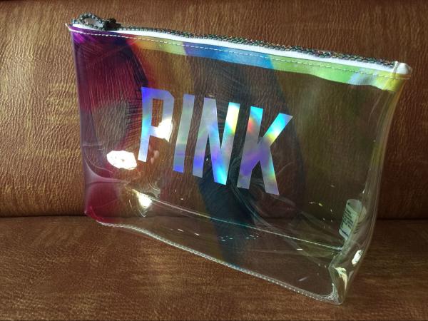 Clear Laser Glitter Promotional PVC Bags , Shining PVC Cosmetic Bag For