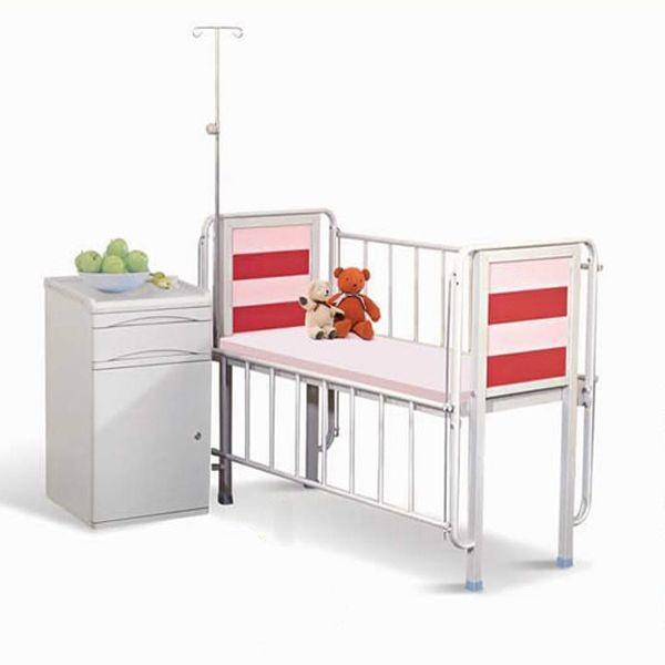 Medical Furniture Hospital Baby Crib Pink Color With One Crank Height Adjustable