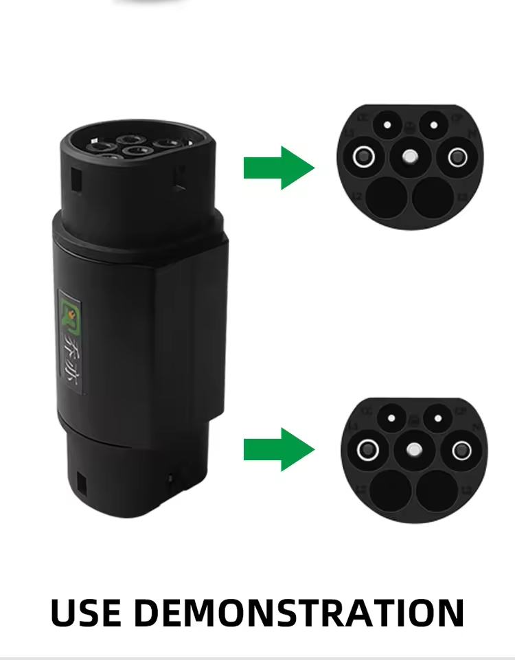 220V Electric Vehicle GBT TO TYPE2 EV Charging Adapter 16A 32A EV Charger Connector 32a 7kw for Car side Plug 7kw output