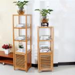 4 Tier Bamboo Bathroom Shelf , Wooden Bath Rack For Exhibition Room / Flower