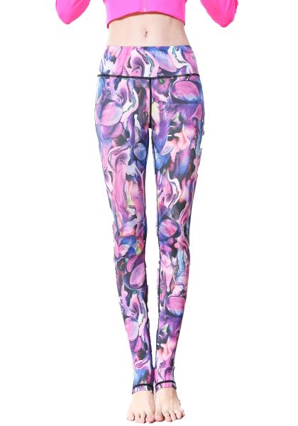 CPG Global Women's Gyg Legging Sport Running Pants Yoga Purple Floral Print Slim