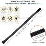 Cable Ties 4.8x300mm Plastic Zip Cable Tie, Ø3.5~80mm Adjustable PA Nylon 66
