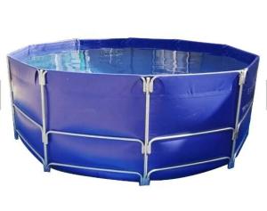 China Outdoor Round TPU 50000L 100000L Fish Farming Tank With Metal Frame Fish Pond Plastic Tank factory