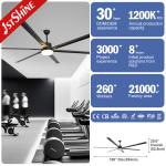 100 Inch Black Modern Metal Blade Large DC Motor Ceiling Fan With 3 Color LED