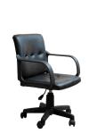 Black Leather Home Office Computer Chair Mid Back With Nylon Armrest 8.6KG
