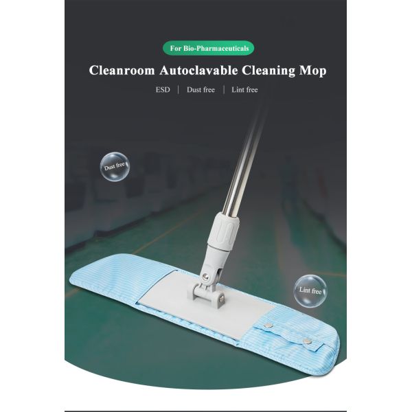 Industrial Cleanroom ESD Flat Mop with Microfiber and Stainless Steel