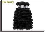 Black Virgin Human Hair Extensions / Americadyed Bleached Deep Wave Remy Hair