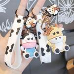 Personalized 3D Silicone Cow Animal Keyrings Pendant Keychain for Purse and
