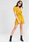 Glamorous Day Dress Bow Tie Sexy Yellow Polka Dot Dress Women