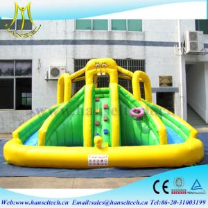 China Hansel PVC material kids water park games inflatable bouncers with water slide factory