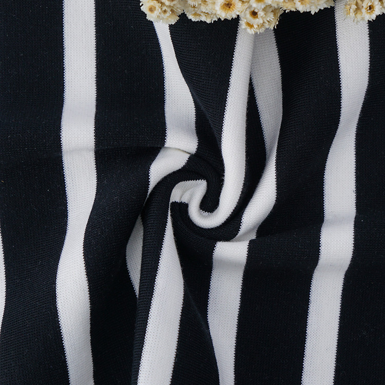 21S Organic Ribbed Cotton Fabric , 1*1 Striped Cotton Interlock Material