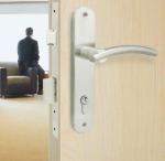 Cheap stainless steel door handle suited for 70-80mm mortice lock center