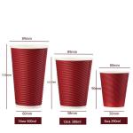 Red Ripple Disposable Paper Cup for Hot Coffee Double Wall with Custom Logo Red