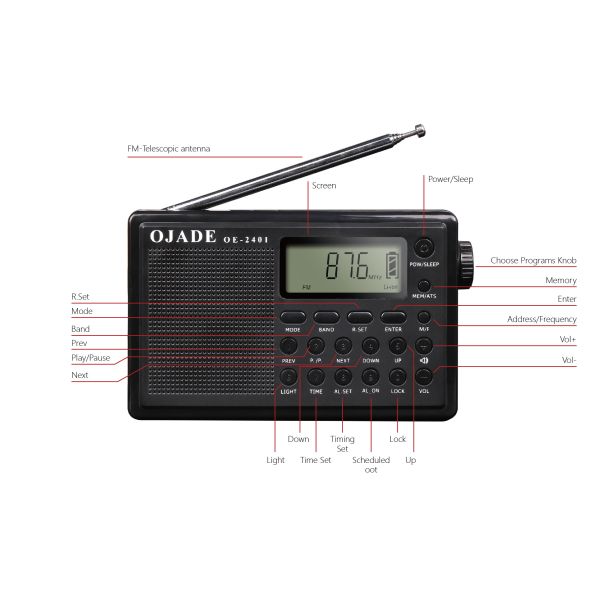 Digital Radio Portable Radio with Bluetooth MW 20 Channel Memory and Time