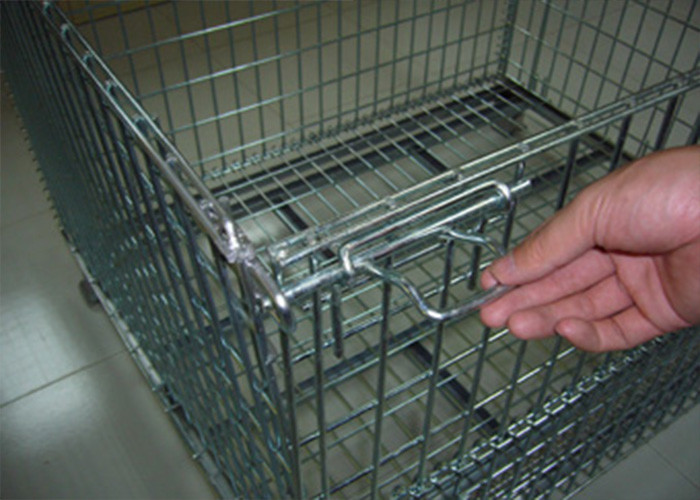 Foldable Collapsible Wire Mesh Cage Panels With Front Drop Gate / 4 Casters
