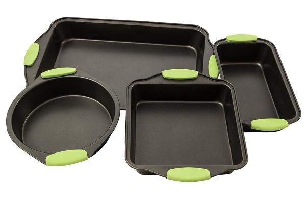 Bakeware Set Premium Nonstick Baking Pans Set of 5 ligh Blue Silicone Handles