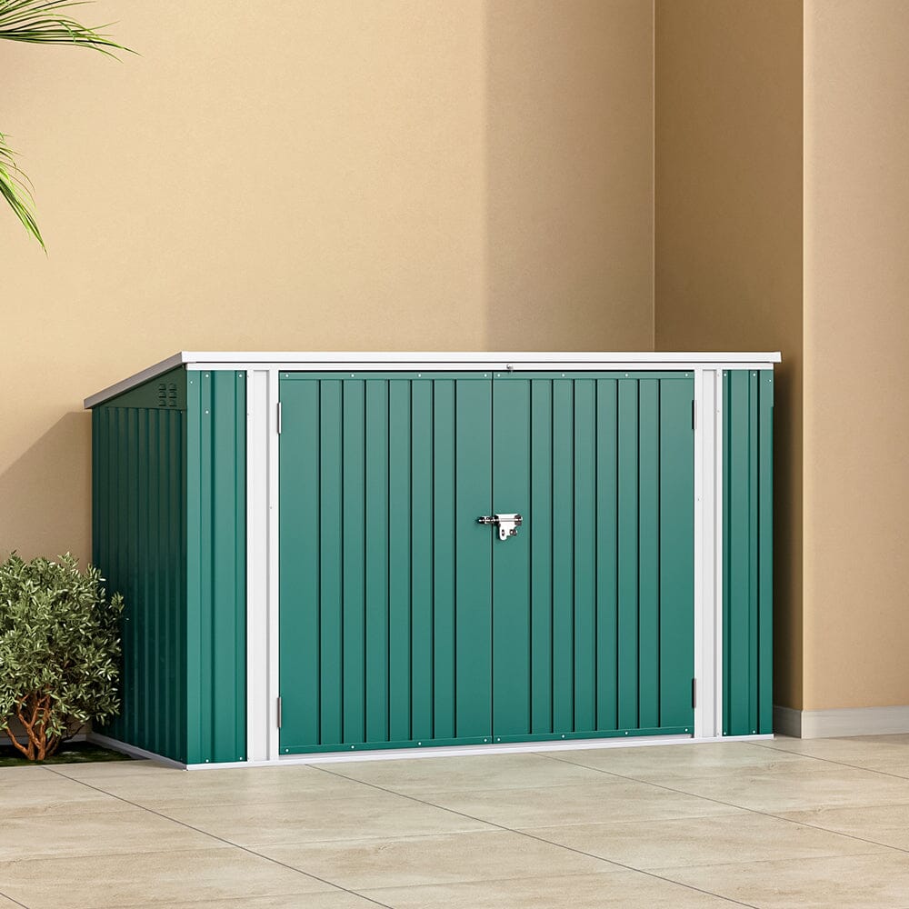 Countyard Storage Shed AJUNION 7ft Steel Metal Bike Shed with Lockable Door and Air vent