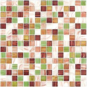 China Special spring gree gold line glass mosaic mix pattern square mosaic tile factory
