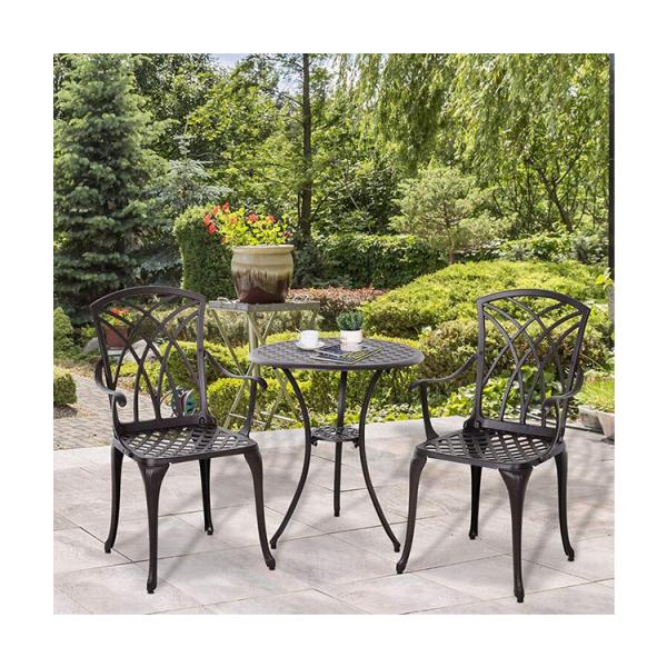 Cast Aluminum Balcony Furniture AJUNION 2 Seater Outdoor Bistro Set with Round