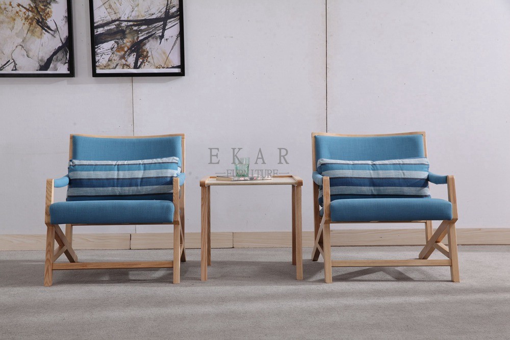 Ash Solid Wood Fabric Leisure Chair Living Room