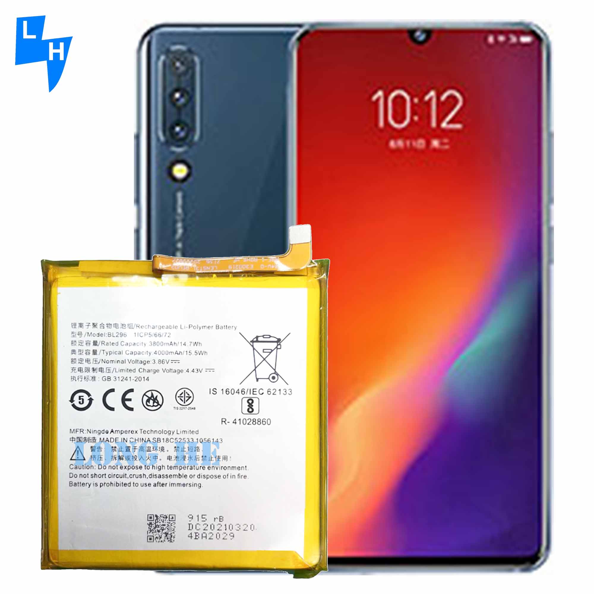 Dual IC protection 4000mAh BL296 Battery For Lenovo Z6 L78121 Z6pro Z6 Pro L78051