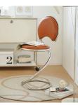 Stainless Steel Frame Leather Dining Chair Nordic Minimalist Creative