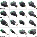 3.5mm 3-Pole Stereo Headphone Audio Male Jack Female Plug to Screw Terminal