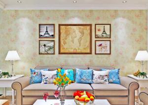 China Home Beautiful Floral Country Style Wallpaper , Non Woven Wallcovering 0.53*10M factory