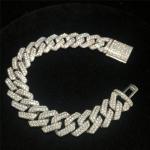 S925 Gold Plated Moissanite Cuban Chain 22 Inches Moissanite Hip Hop Jewelry