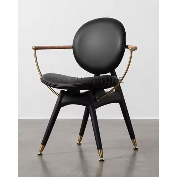 Leather Upholstery Italian Designer Dining Chair Wabi Sabi Style Minimalist Solid Wood Chair Backrest Wooden Chair Custom