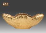 Home Decor Gold Leaf Fiberglass Decoration Table Vase Flower Serving Bowl
