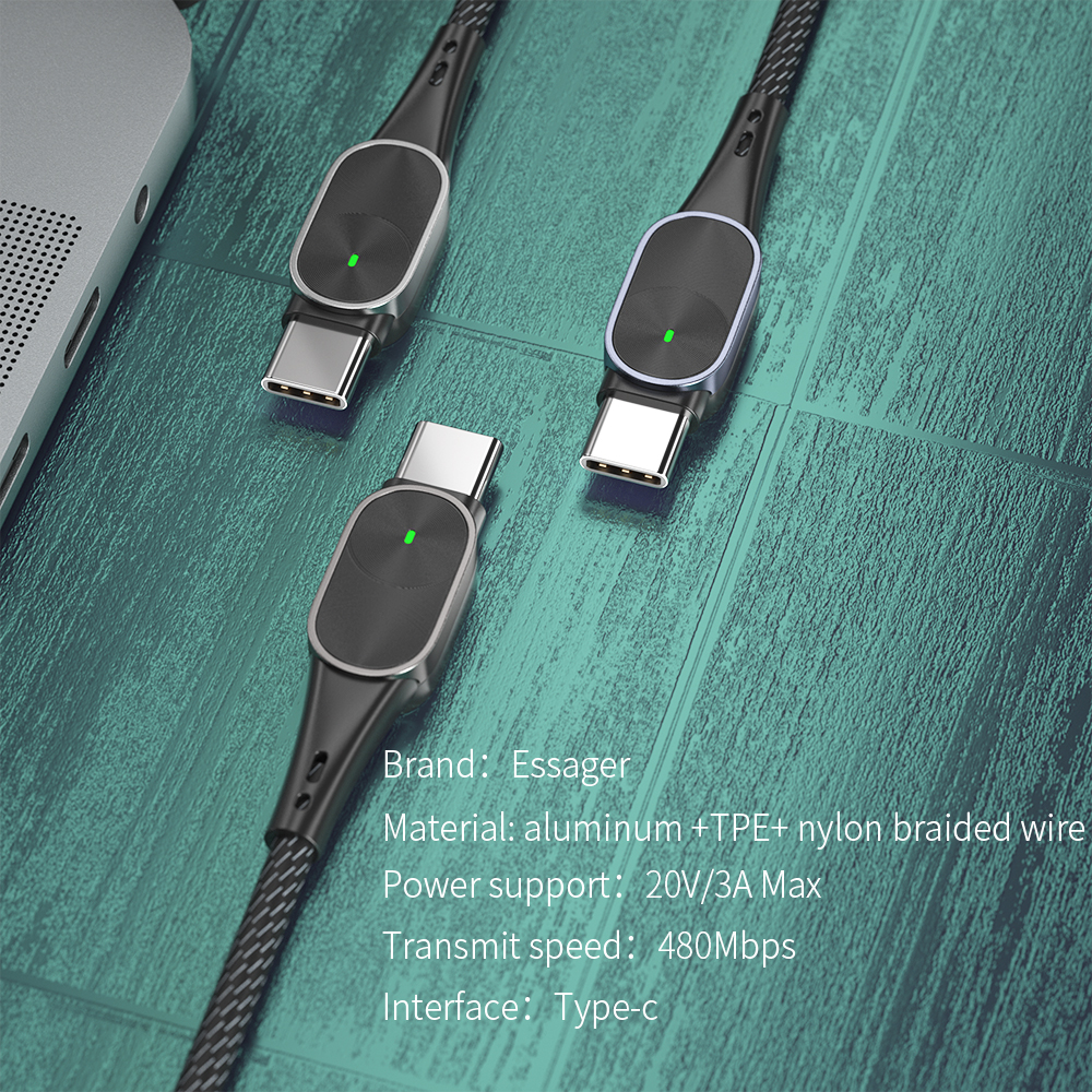 Quick Charge USB C To C Mobile Charging Cable 20V/3A Max For Multimedia