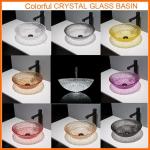 Round Hotel Crystal Wash Basins 130mm Artistic Glass Vessel Sink Bowl For Home