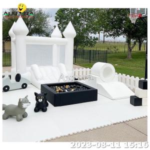 China White Soft Play Inflatable Bounce House Castle Fence Mats Kids Climbing factory