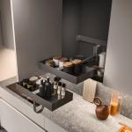 Contemporary Automatic Folding Particle Board Wood Storage Kitchen Cabinet With