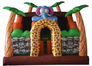 China Inflatable Safari Park Bouncy Slide / PVC Inflatable Elephant Bouncer Colourful factory