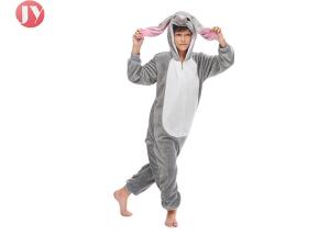 China Wholesale warm fluffy Flannel Gray rabbit with long ears Onesie Pajamas costume For Kids factory