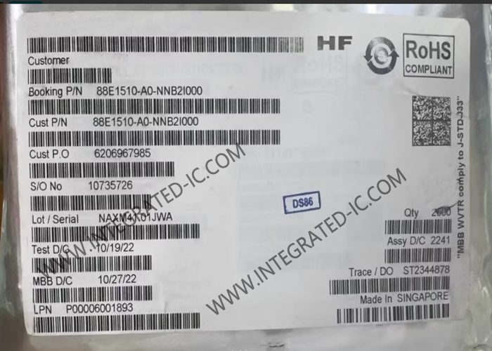 China 88E1510-A0-NNB2I000 Ethernet IC Integrated Single Gigabit Ethernet Transceiver factory