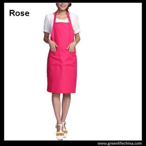 China Plain stock aprons OEM rose color imprinted aprons for advertisment eco-friendly fabric factory