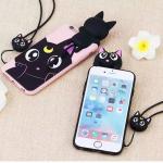 Soft TPU Called Black Cartoon Cat Cell Phone Case For iPhone 7 6s Plus with