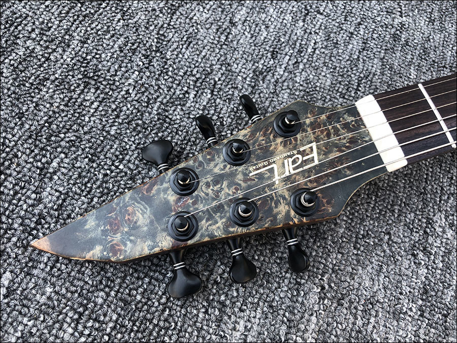 Custom Earts Electric Guitar with African Mahogany Body Black Hardware