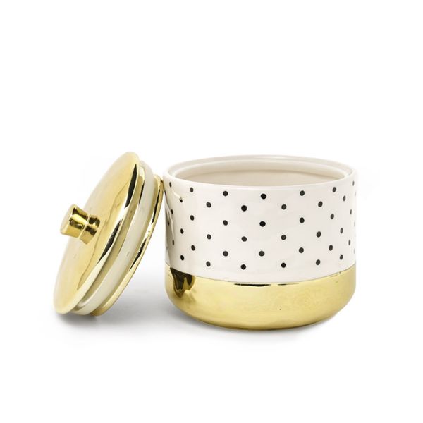 Modern Airtight Tea Sugar Coffee Food Storage Canister Set With Golden Cover Colorful Ceramic Canisters