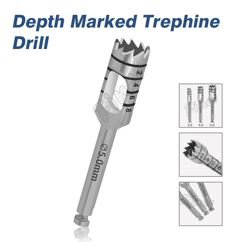 Soft Tissue Cutter Depth Marked Trephine Drill Cutting Dental Implant Surgical Drill