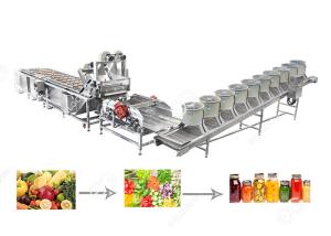 China Fruit And Vegetable Cleaning Air-Drying And Cutting Machine Production Line For Canning factory