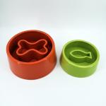 Colorful Ceramic Pet Bowl , Rounded Ceramic Dog Slow Feeder For Food Water