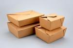 brown color disposable lunch box in Kraft paper food packing box