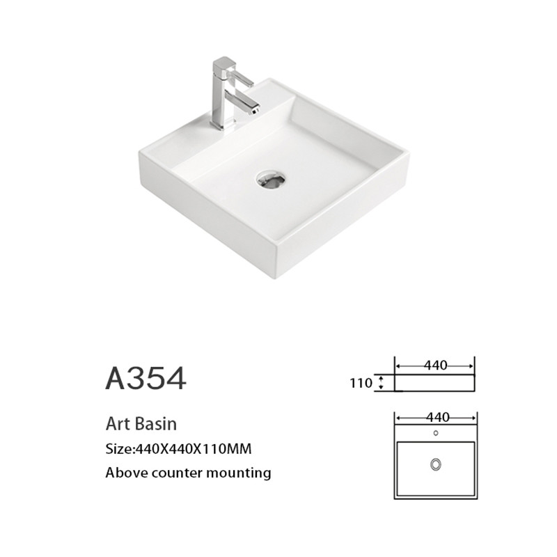 Solid Counter Top Bathroom Sink 16 Inch Philosophy Square Hand Basin